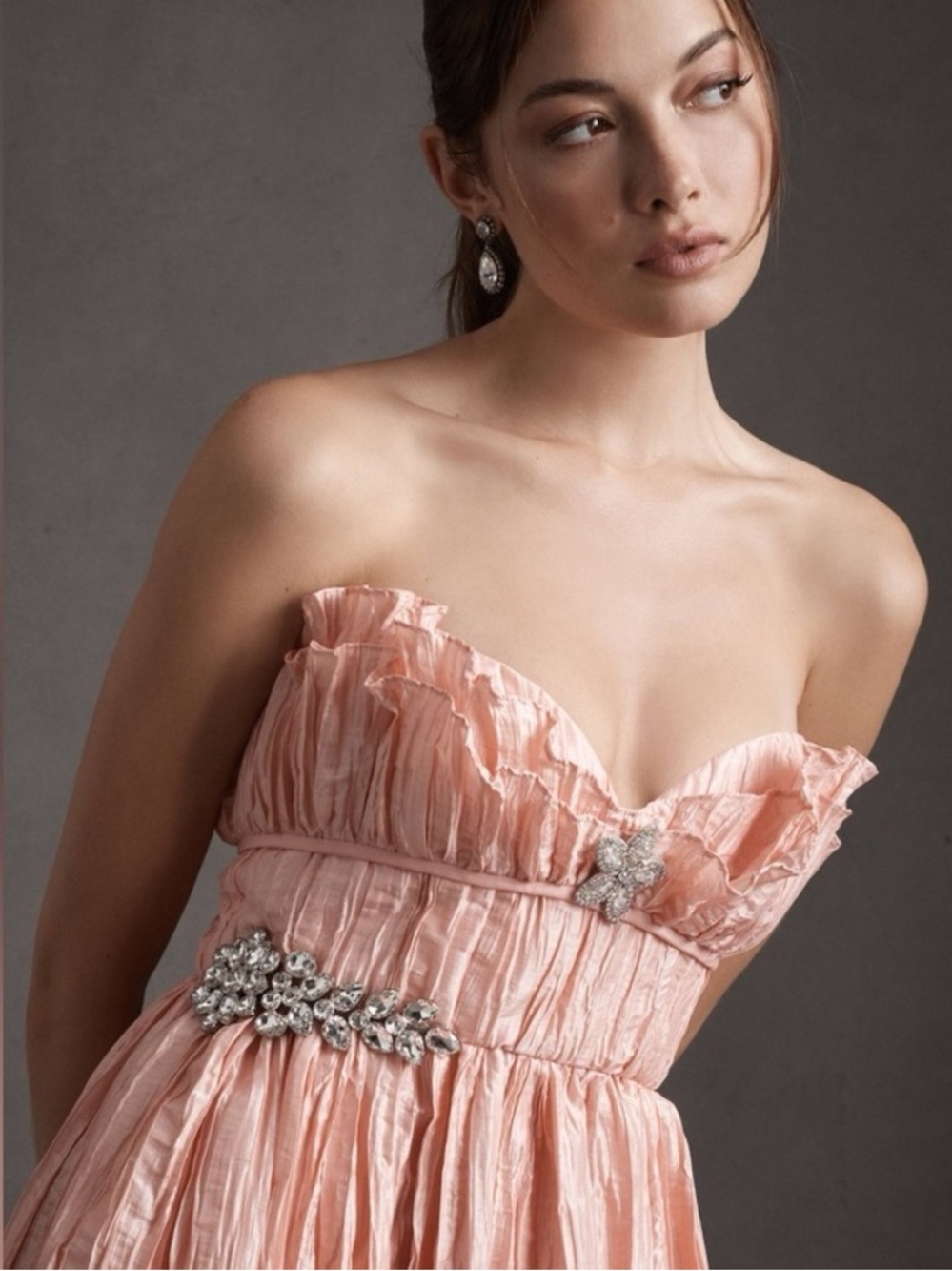 LoveShackFancy Katrina Sunrise Sorbet Ruffle Pleated Crinkle Maxi Dress size 8 - Picture 4 of 10